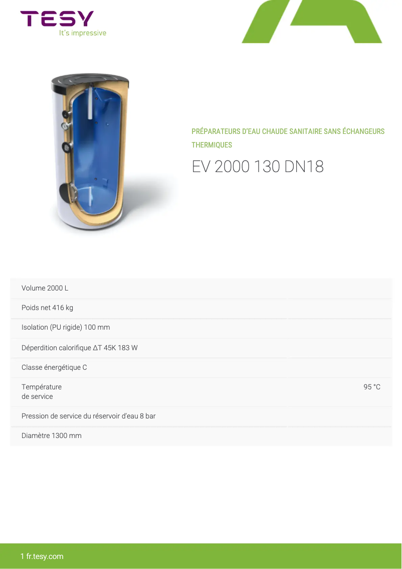 Image de la première page du manuel de l'appareil EV 2000 130 DN18