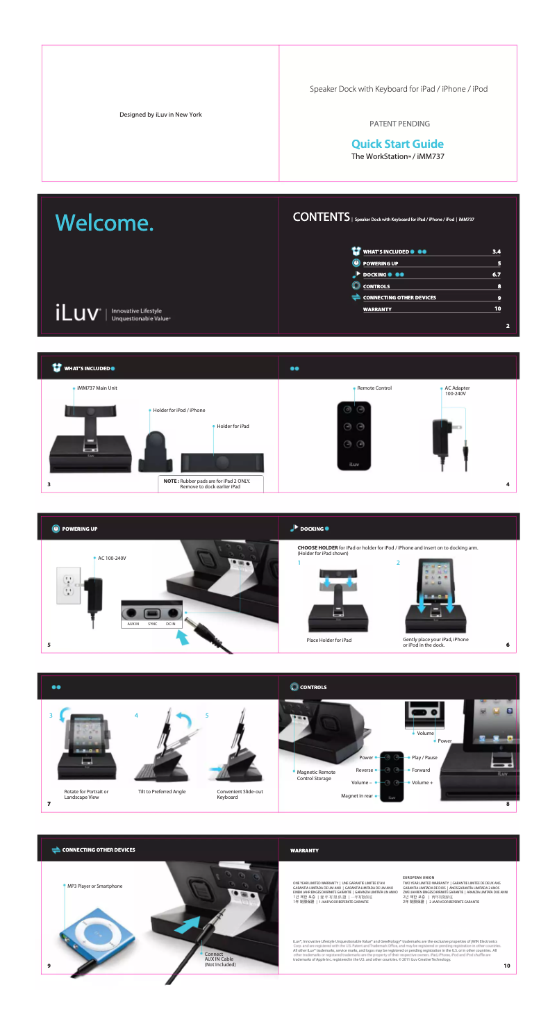 Page 1 de la notice Manuel utilisateur iLuv iMM737