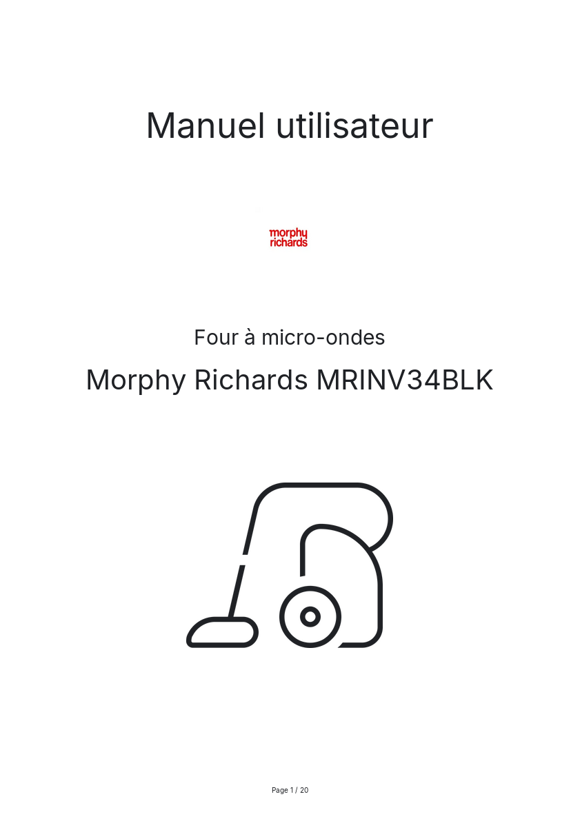 Image de la première page du manuel de l'appareil MRINV34BLK