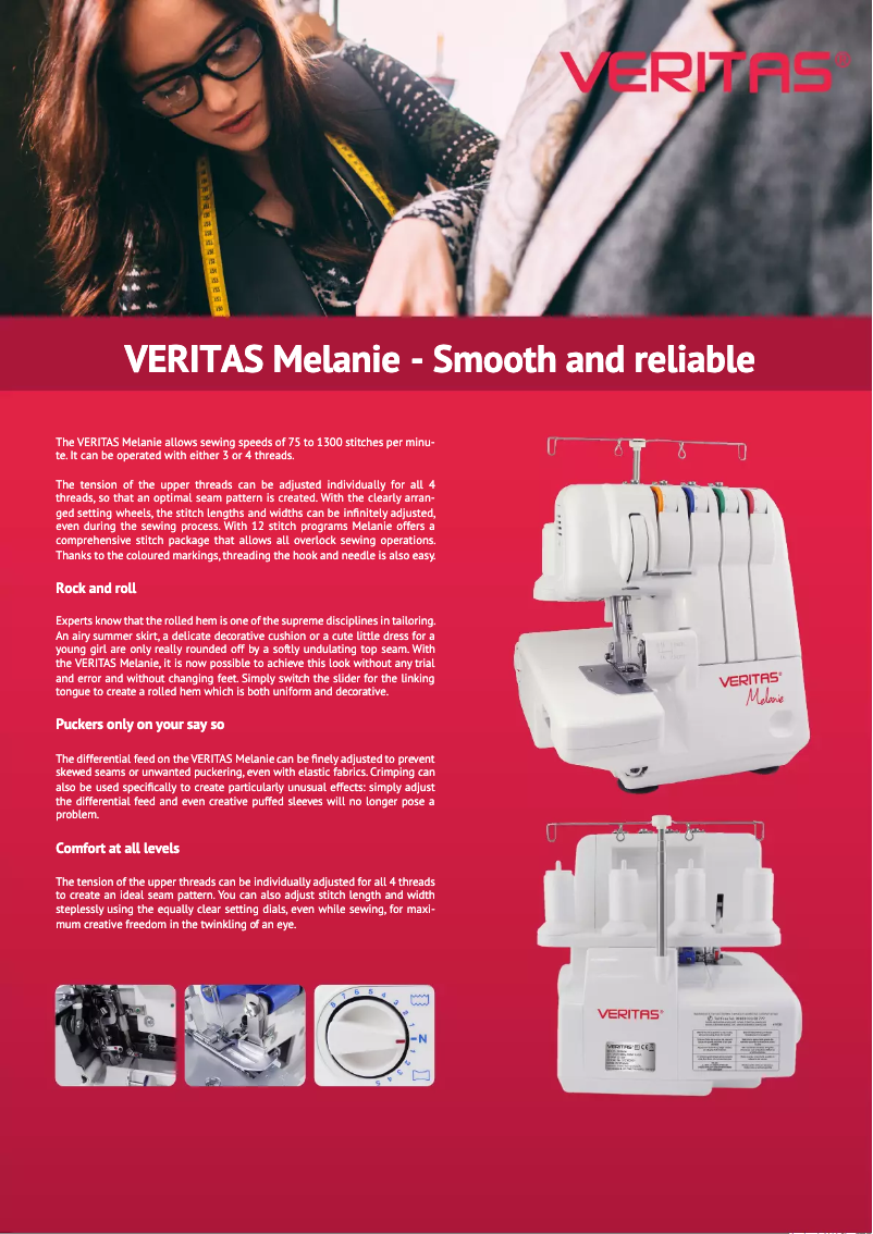 Page 1 de la notice Fiche technique Veritas Melanie