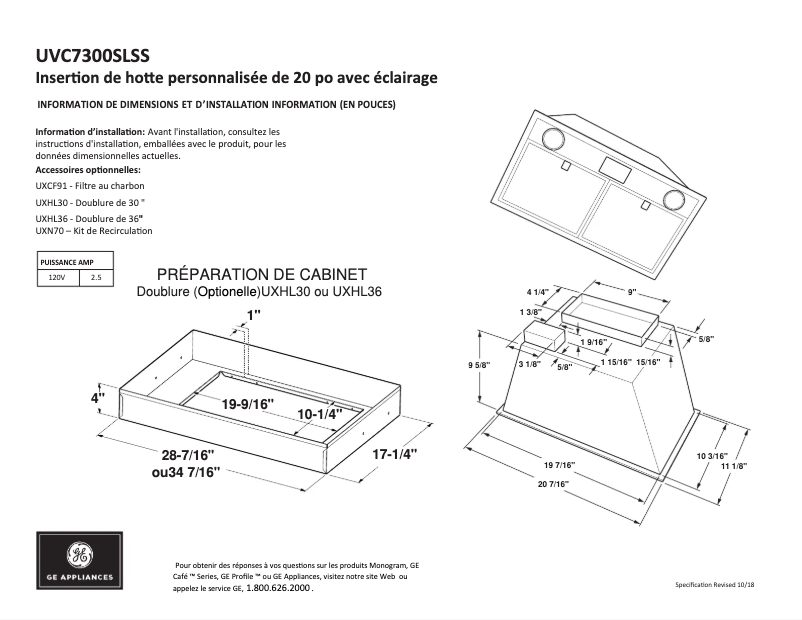 Page n°1 - Fiche technique Monogram UVC7300SLSS