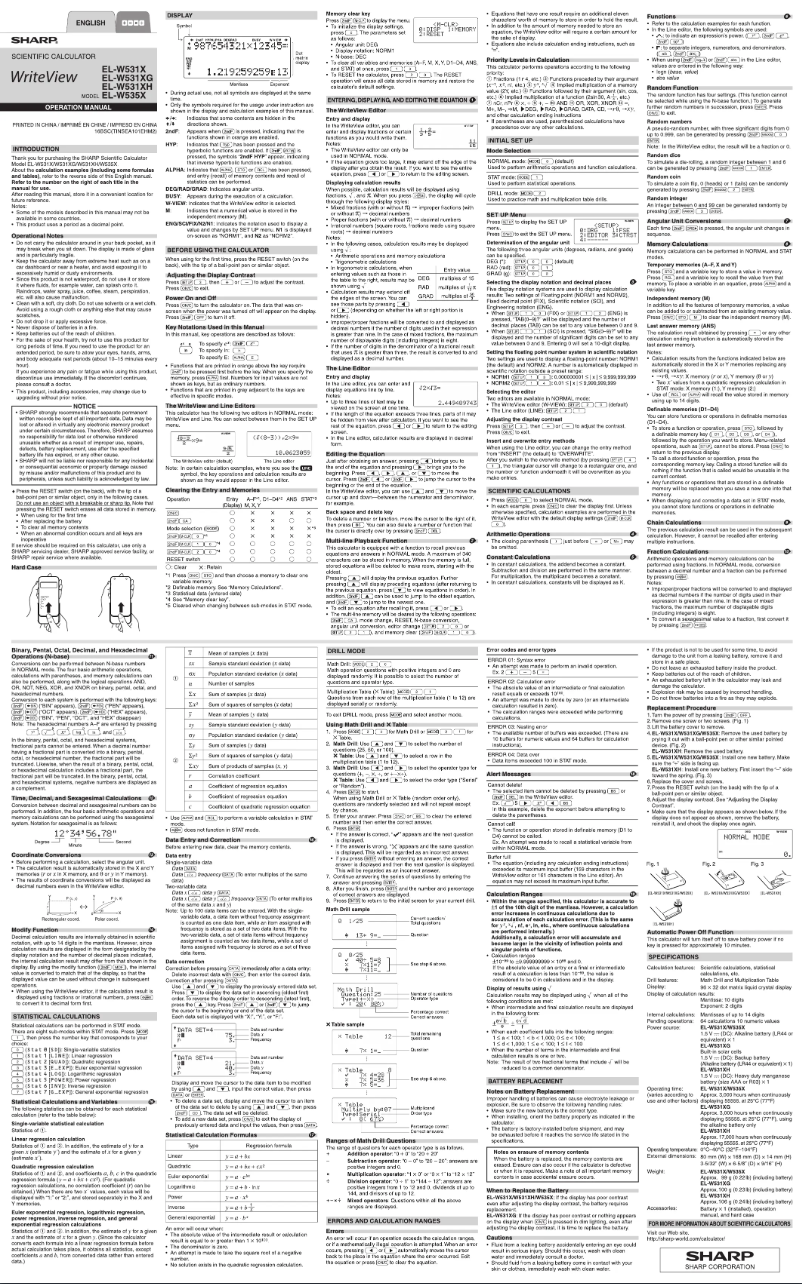 Page 1 de la notice Manuel utilisateur Sharp EL-W535X