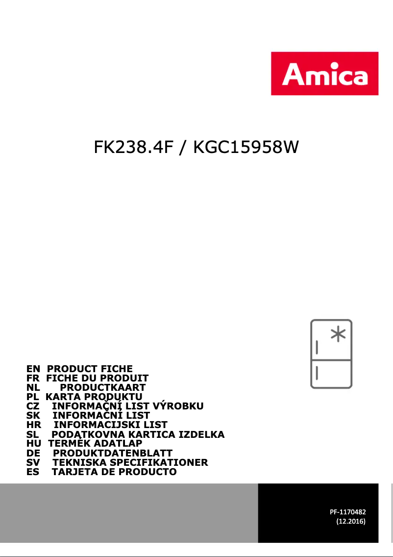 Page n°1 - Fiche technique Amica FK238.4F