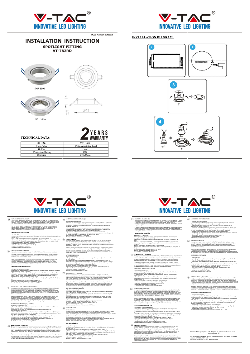Página 1 del manual Manual de usuario V-TAC VT-782RD