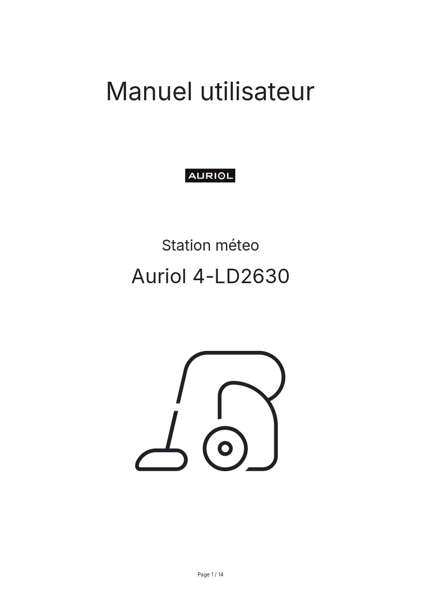 Page n°1 - Manuel utilisateur Auriol 4-LD2630