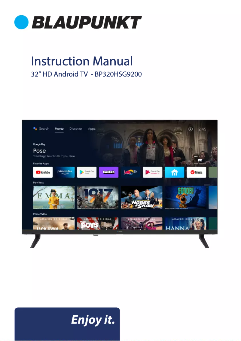 Página 1 del manual Manual de usuario Blaupunkt BP320HSG9200