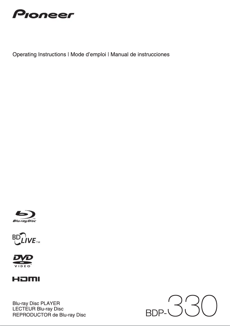 Page 1 de la notice Manuel utilisateur Pioneer BDP-330