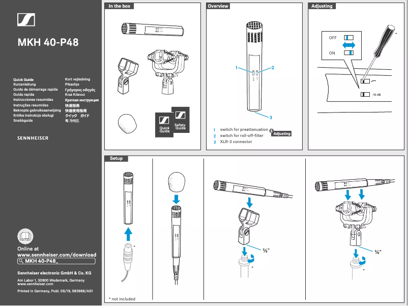 Page 1 de la notice Manuel utilisateur Sennheiser MKH 40-P48