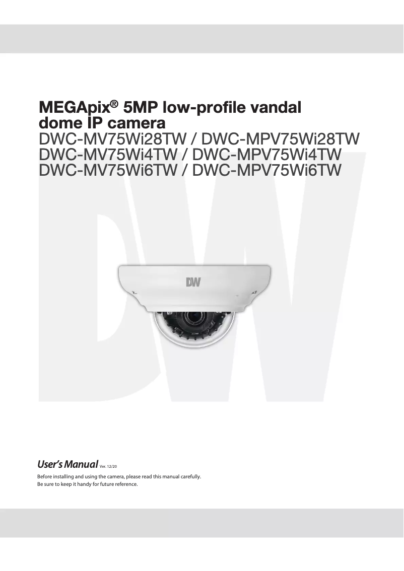 Page n°1 - Manuel utilisateur Digital Watchdog MegaPix IVA+ DWC-MPV75WI28TW