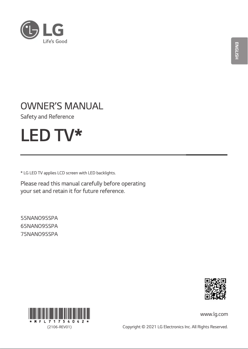 Page n°1 - Manuel utilisateur LG 65NANO95SPA