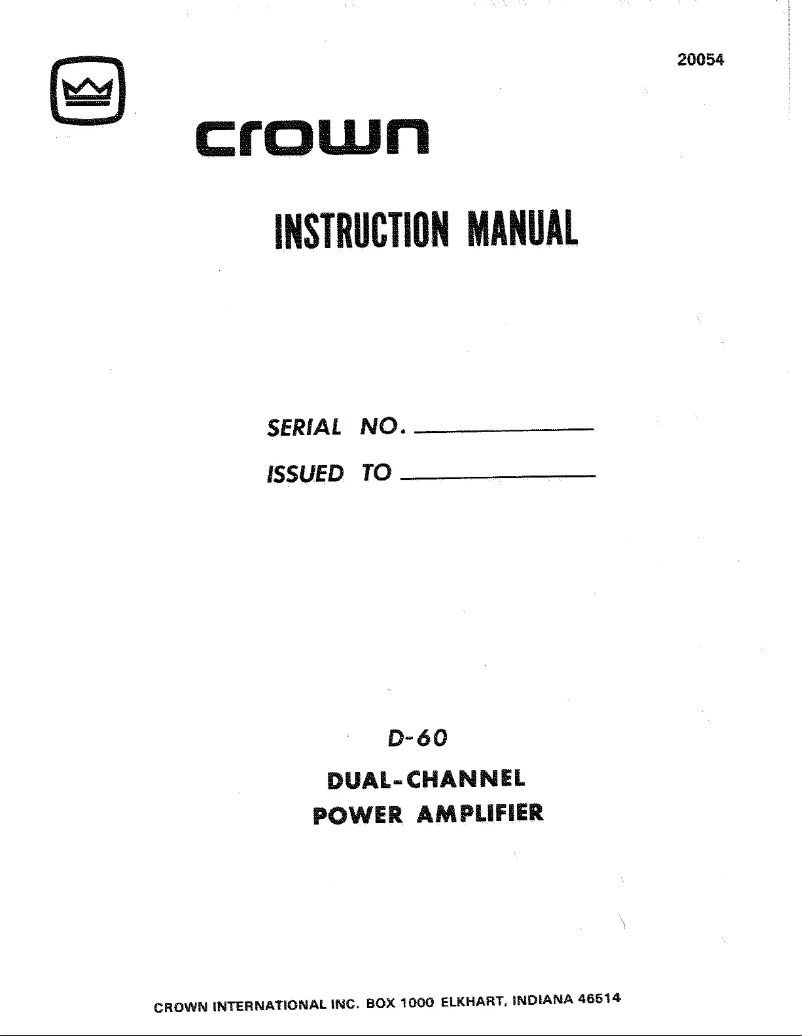 Page 1 de la notice Manuel utilisateur Crown D-150