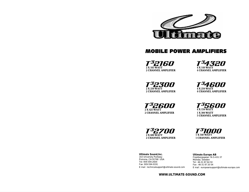 Page 1 de la notice Manuel utilisateur Ultimate T3-1000