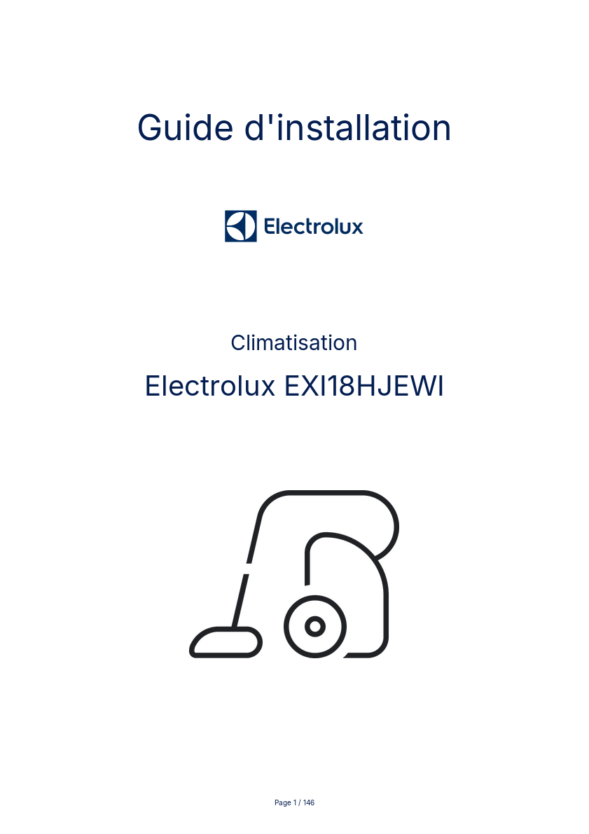 Page n°1 - Guide d'installation Electrolux EXI18HJEWI