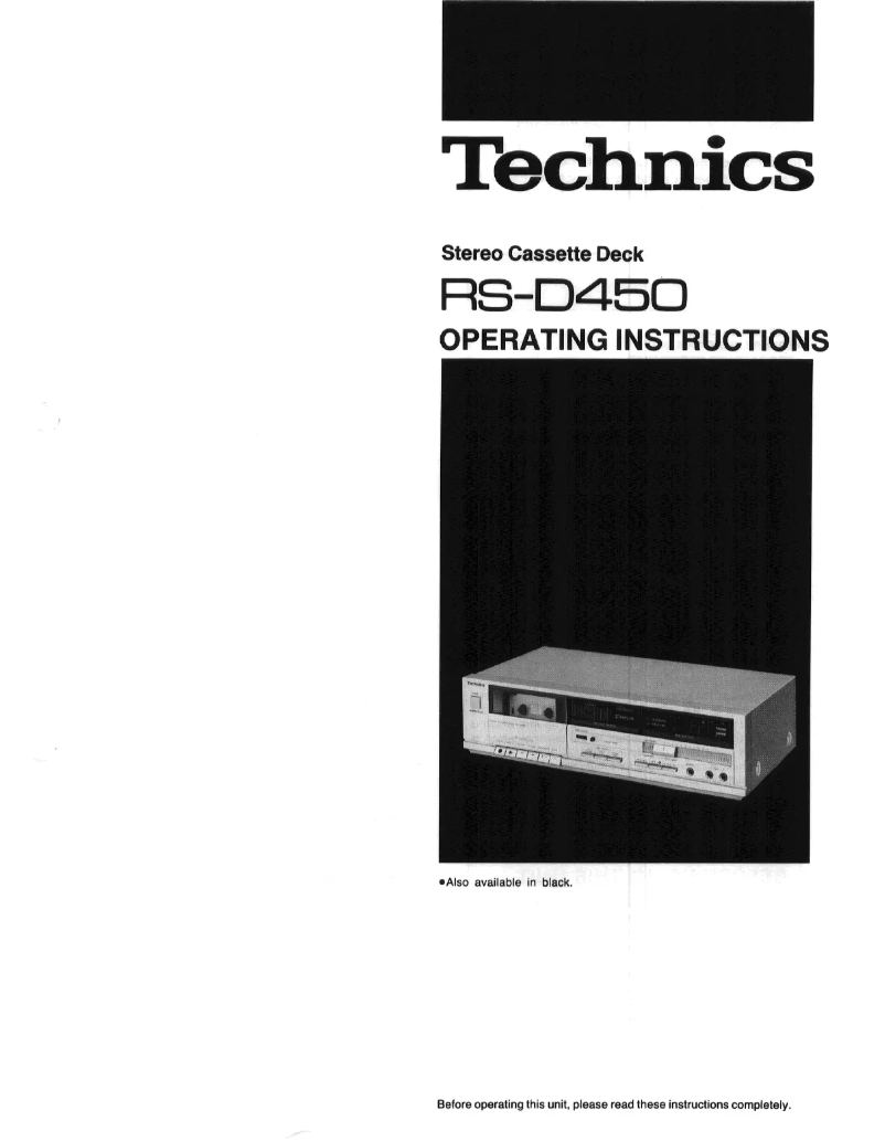 Page 1 de la notice Manuel utilisateur Technics RS-D450