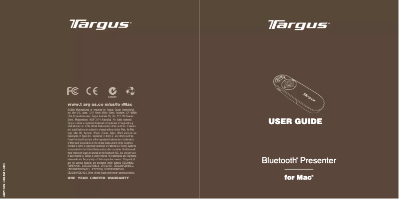 Page 1 de la notice Manuel utilisateur Targus AMP11