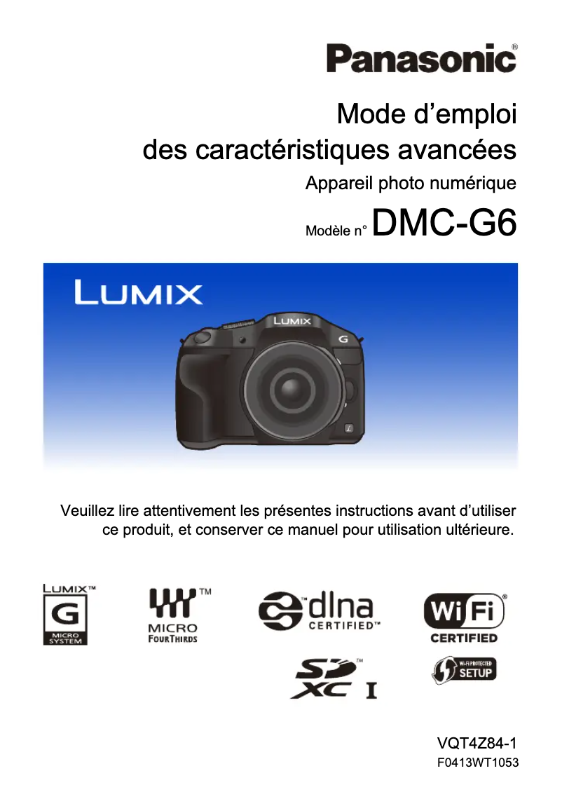 Image de la première page du manuel de l'appareil Lumix DMC-G6