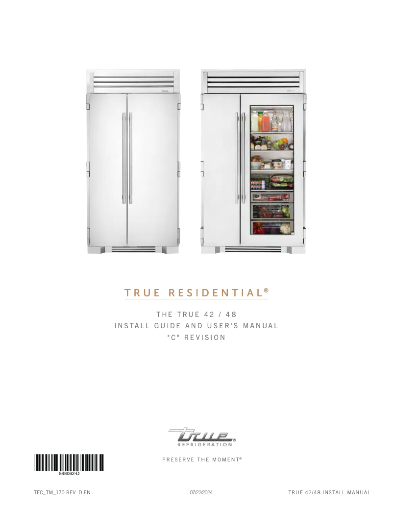 Page 1 de la notice Manuel utilisateur True TR-48SBS-SG-C