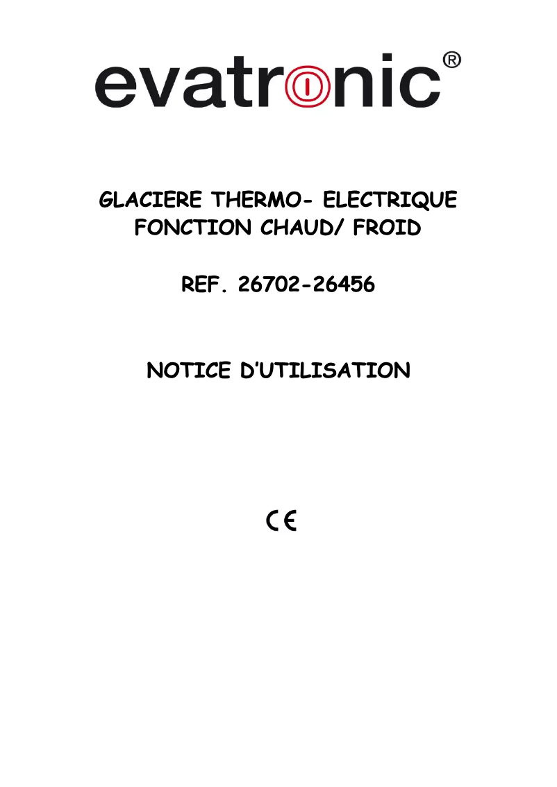 Page n°1 - Manuel utilisateur Evatronic 26702-26456