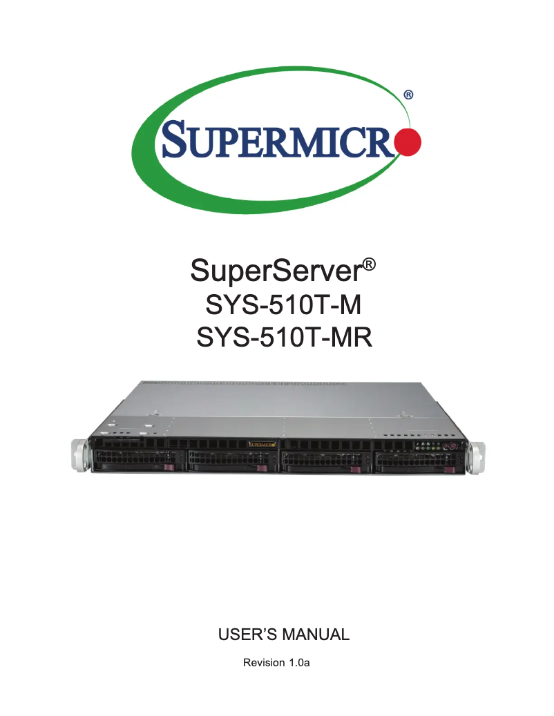 Page 1 de la notice Manuel utilisateur Supermicro SuperServer SYS-510T-M