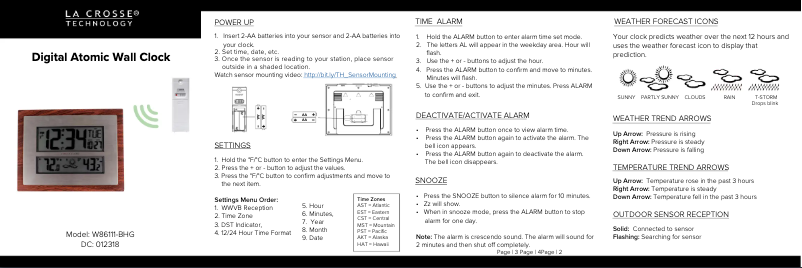 Image de la première page du manuel de l'appareil W86111