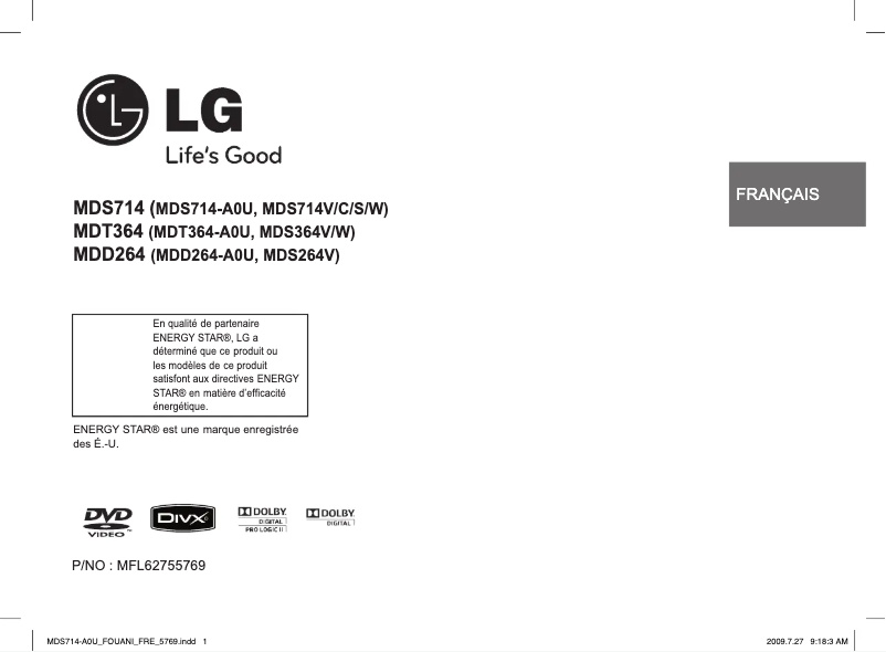 Page 1 de la notice Manuel utilisateur LG MDT364