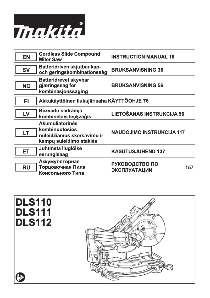 Page 1 de la notice Manuel utilisateur Makita DLS110Z