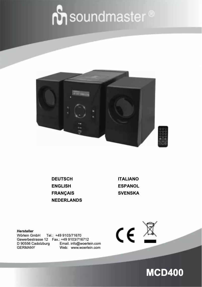 Page 1 de la notice Manuel utilisateur Soundmaster MCD400