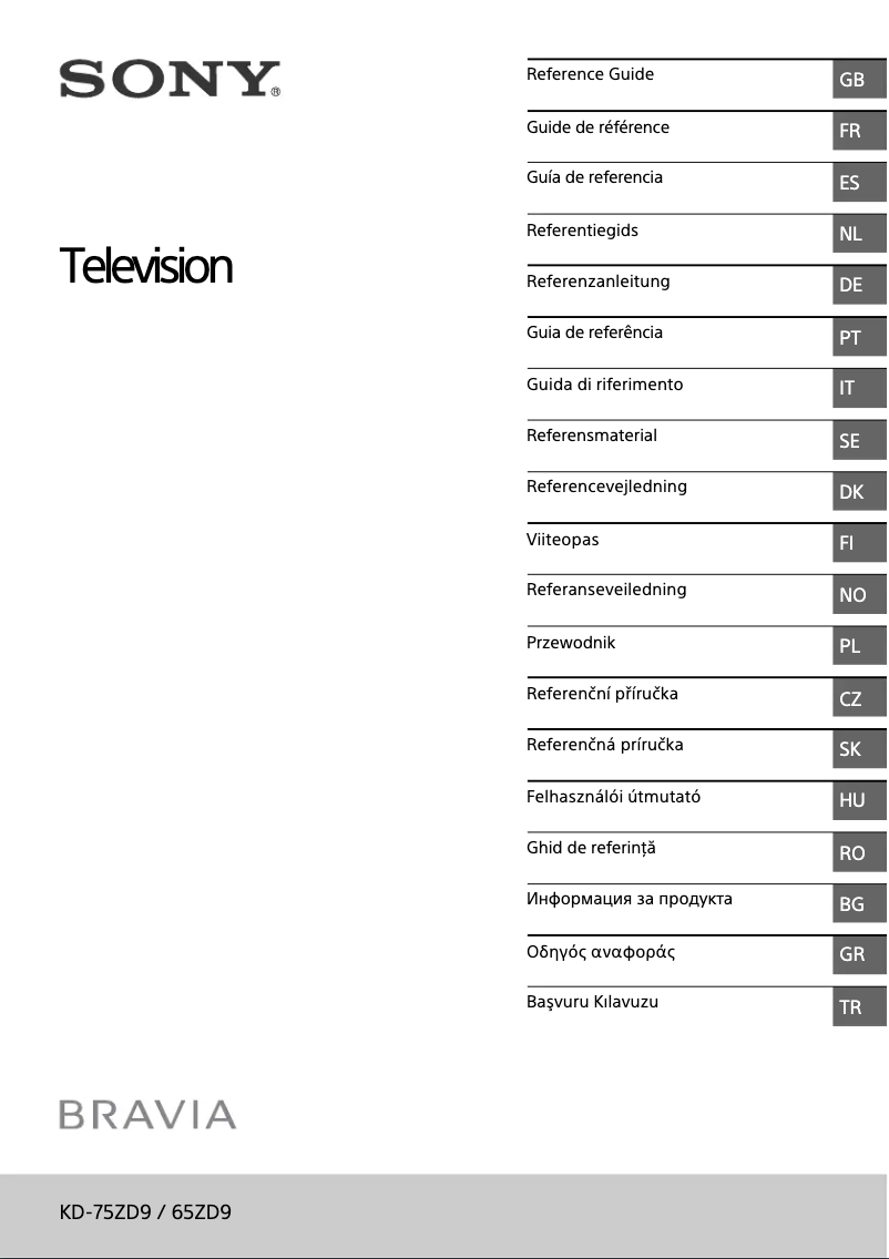Page 1 de la notice Manuel utilisateur Sony Bravia KD-75ZD9