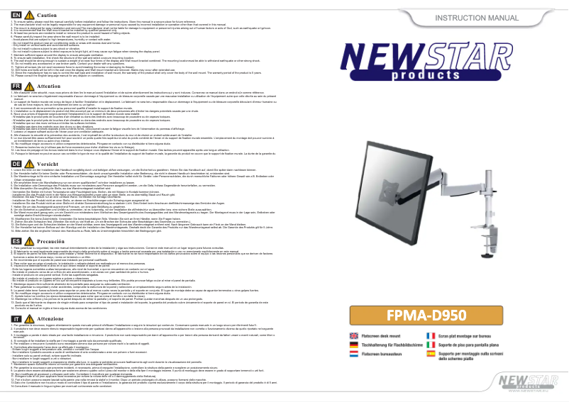 Page 1 de la notice Manuel utilisateur Newstar FPMA-D950