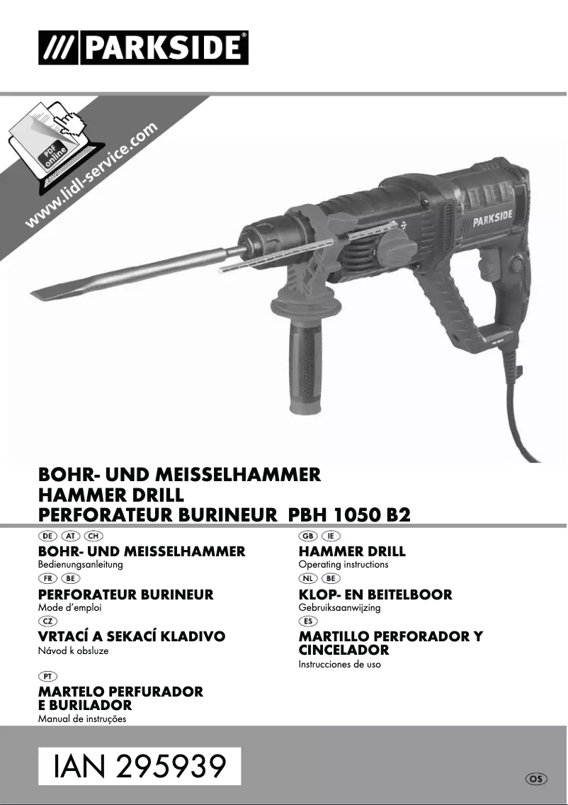 Page 1 de la notice Manuel utilisateur Parkside PBH 1050 B2