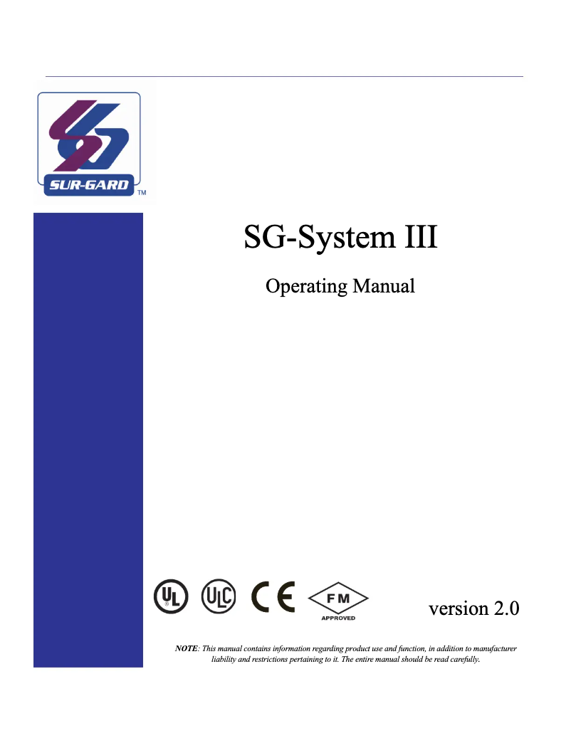 Image de la première page du manuel de l'appareil SG-System III