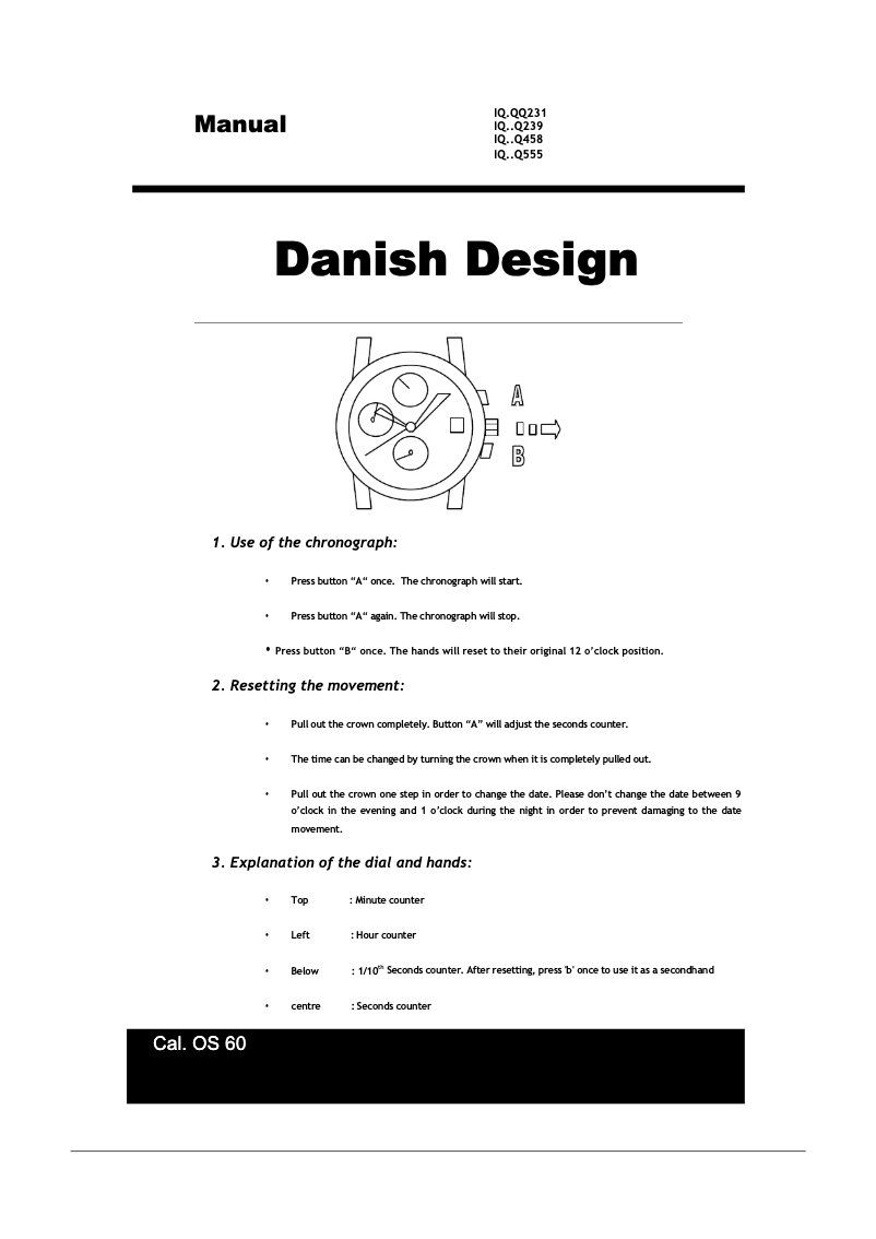 Page 1 de la notice Manuel utilisateur Danish Design Q555