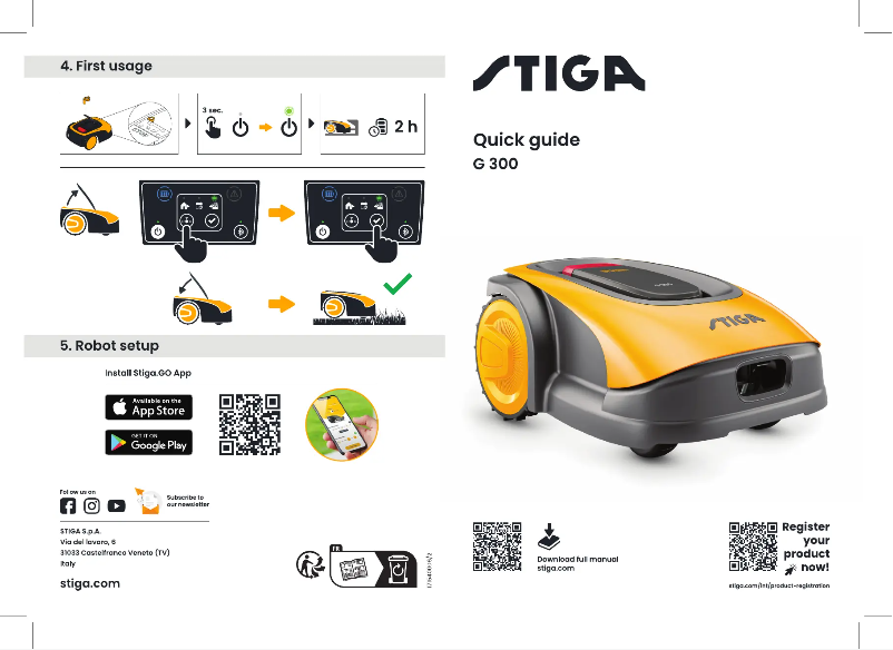 Page n°1 - Guide de démarrage rapide Stiga G 300