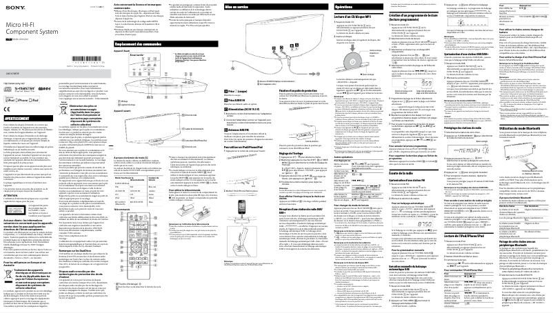 Image de la première page du manuel de l'appareil CMT-V75BTiP