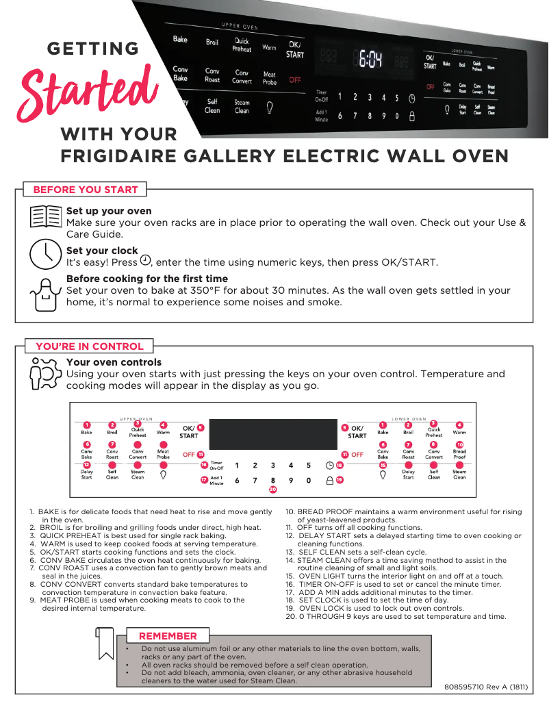 Página 1 del manual Guía de inicio rápido Frigidaire FGET3066UD
