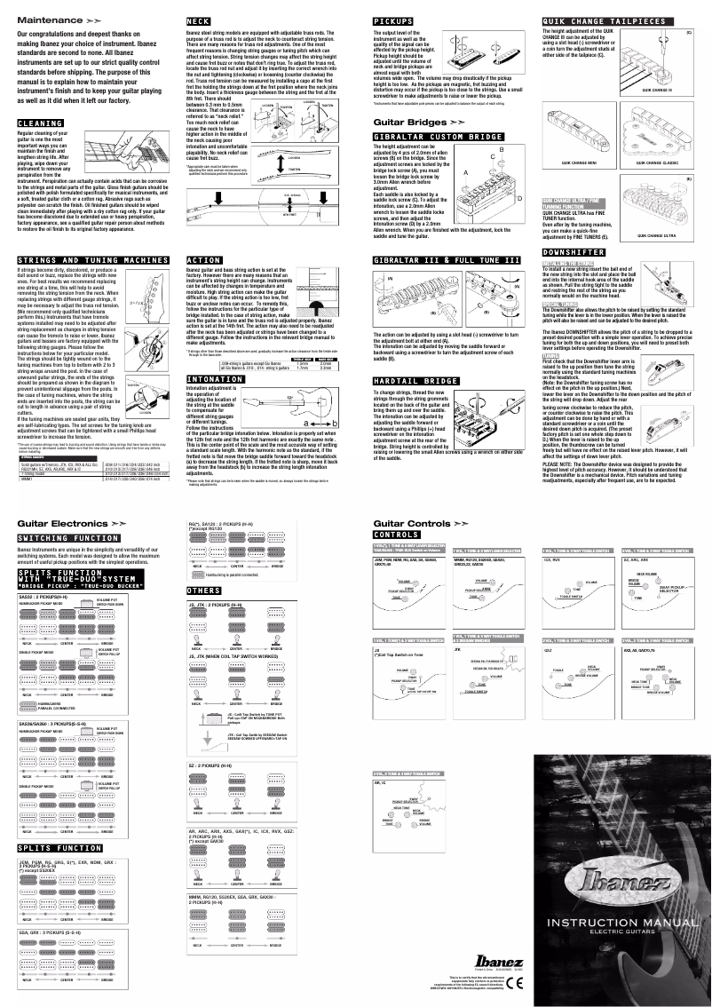 Page 1 de la notice Manuel utilisateur Ibanez RG350DXZ