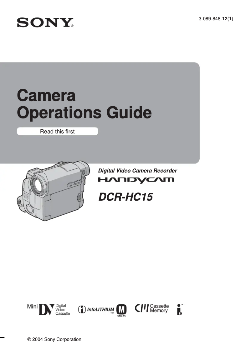 Image de la première page du manuel de l'appareil DCR-HC15