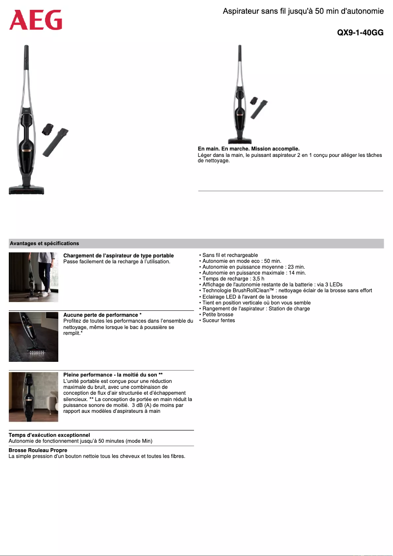 Página 1 del manual Ficha técnica AEG QX9-1-40GG