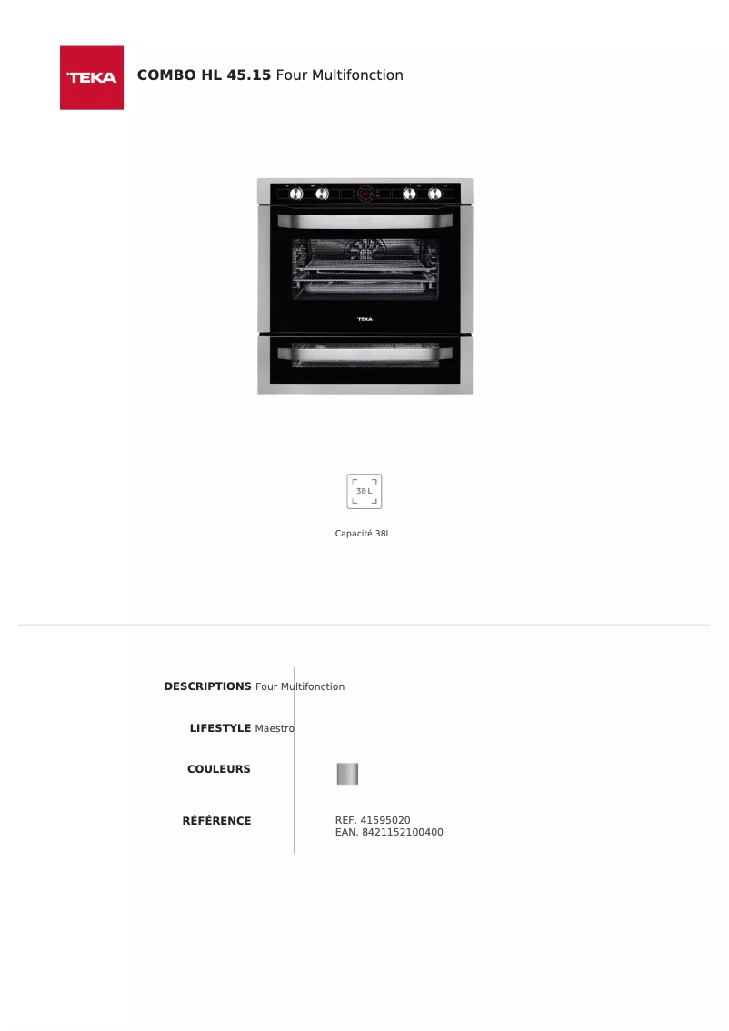 Page n°1 - Fiche technique Teka HL-45.15