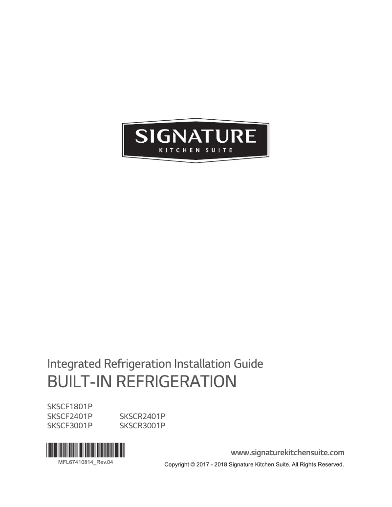 Page n°1 - Guide d'installation Signature SKSCF1801P