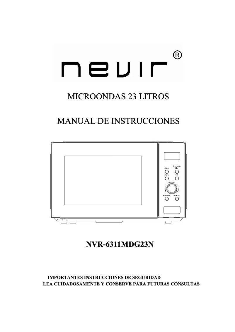 Page 1 de la notice Manuel utilisateur Nevir NVR-6311MDG23N