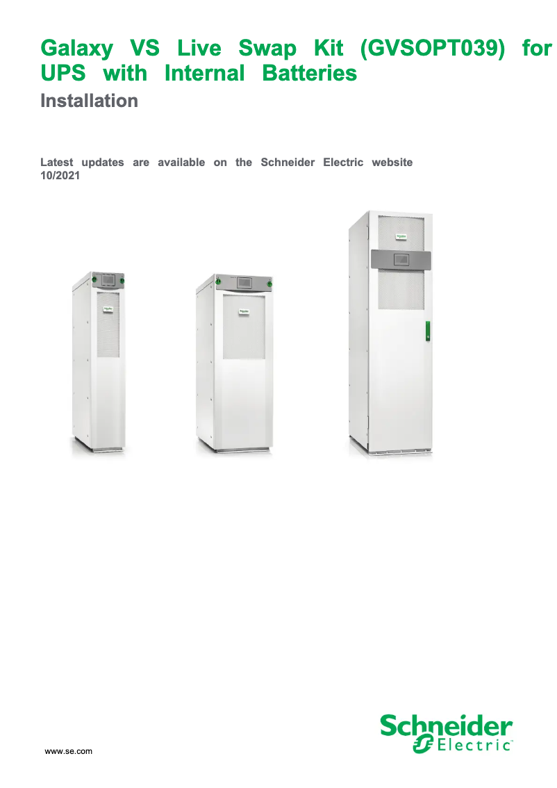 Page n°1 - Manuel utilisateur APC Galaxy VS GVSOPT039