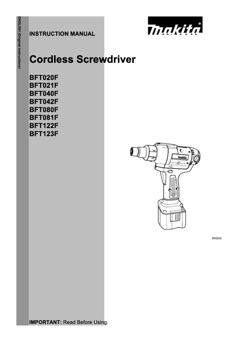 Image de la première page du manuel de l'appareil BFT042FZ
