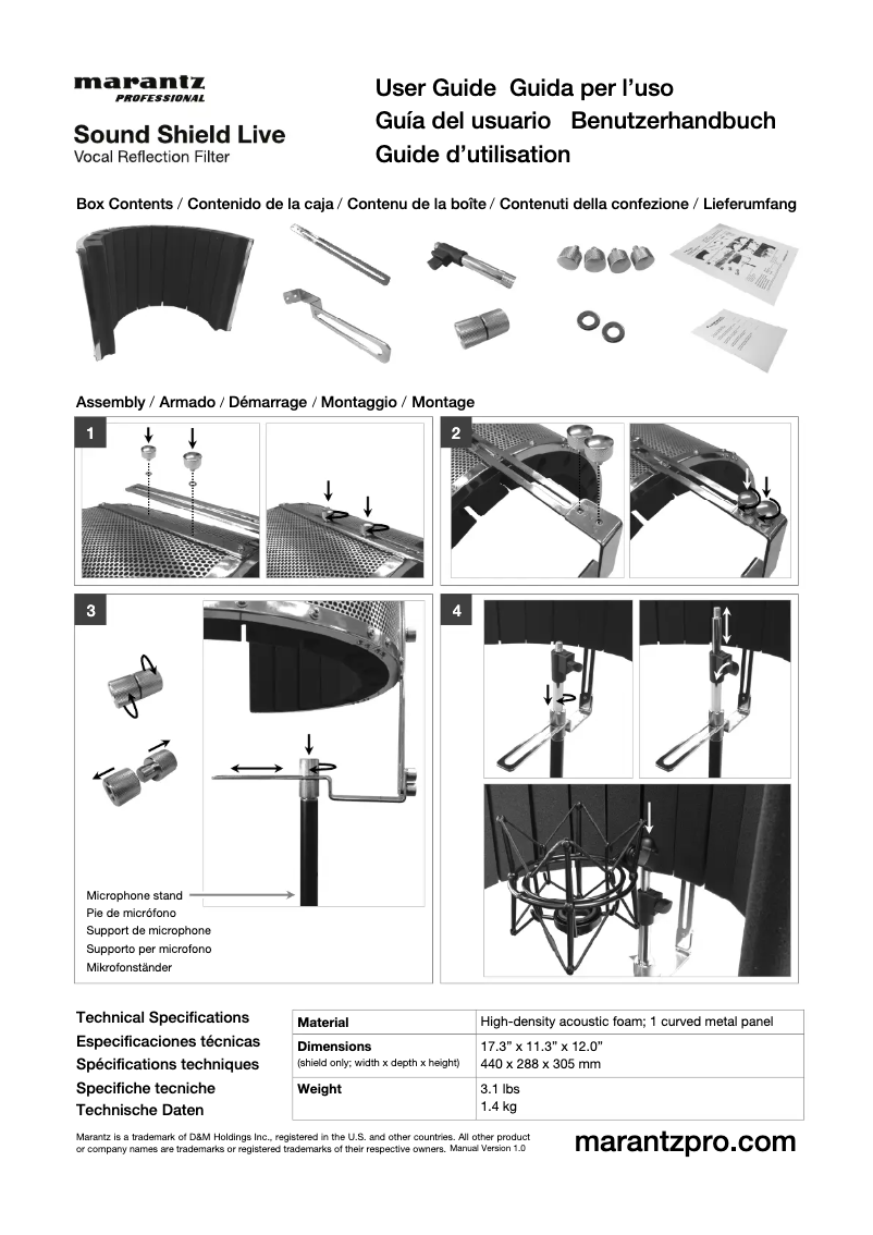 Page 1 de la notice Manuel utilisateur Marantz Sound Shield Live