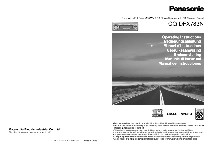 Page n°1 - Manuel utilisateur Panasonic CQ-DFX783N