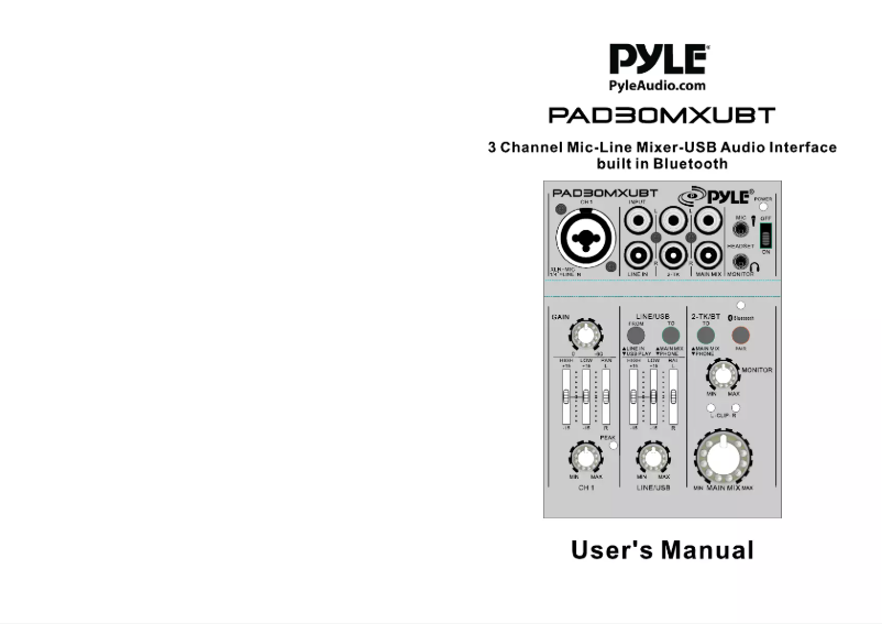 Page 1 de la notice Manuel utilisateur Pyle PAD30MXUBT
