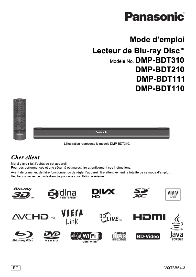 Página 1 del manual Manual de usuario Panasonic DMP-BDT111