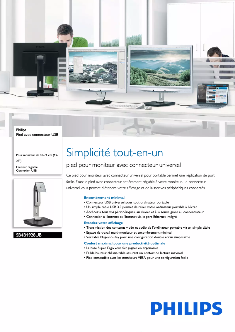 Page 1 de la notice Fiche technique Philips SB4B1928UB