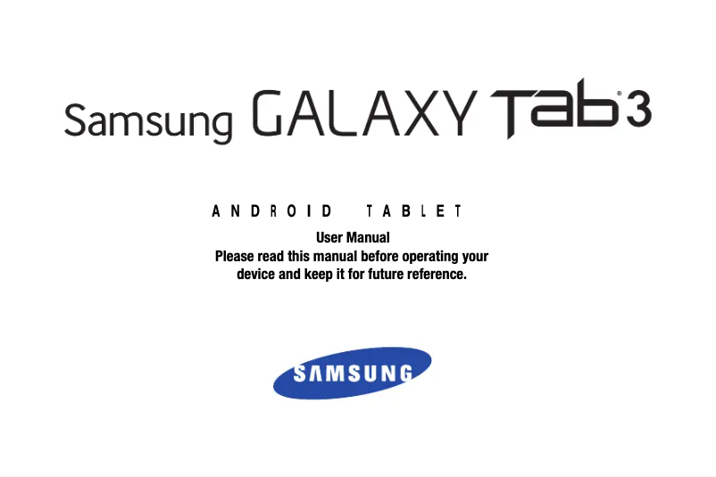 Page 1 of the manual User Manual Samsung Galaxy 3 10.1