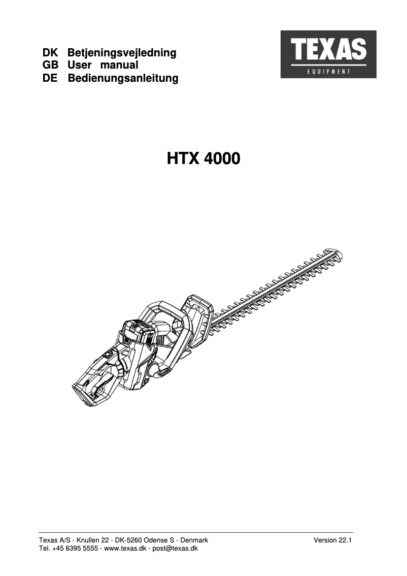 Image de la première page du manuel de l'appareil HTX4000
